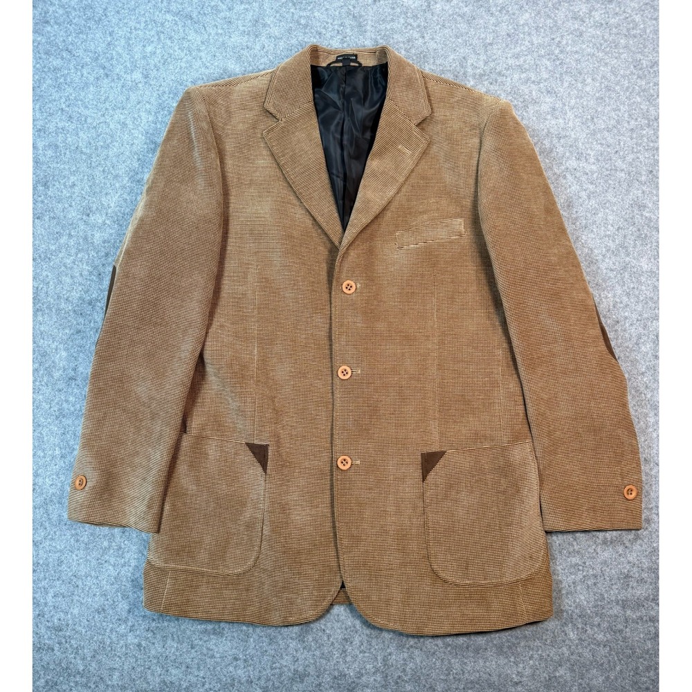 Pronti Collection Mens Tan Corduroy Blazer Elbow Patches Sport‎ Coat Large